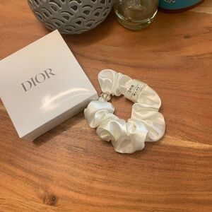 Dior Ivory Silk Hair Scrunchie